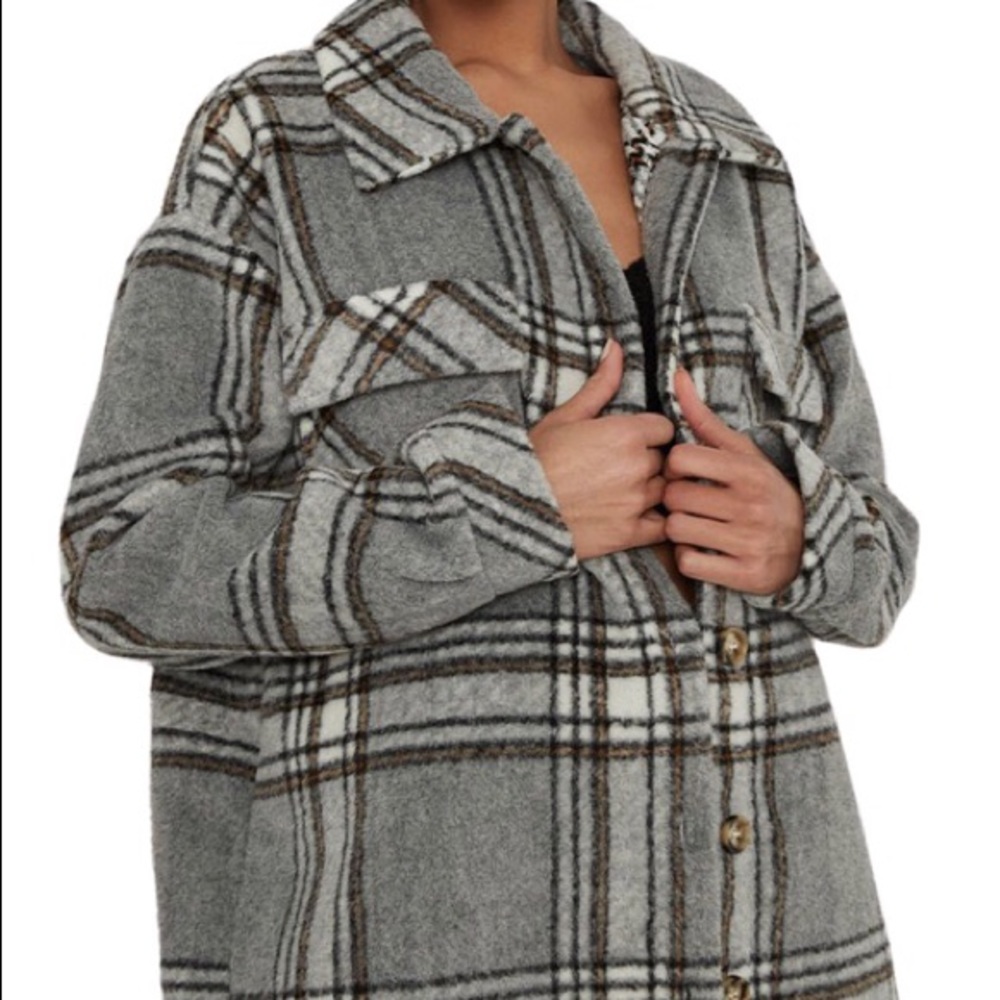Missguided synthetic brushed gray shacket